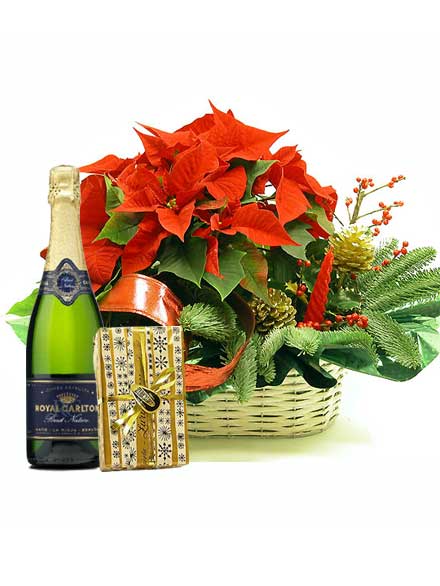 Cesta Adviento con cava y bombones