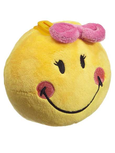 Hucha redonda de peluche Smiley con lazo