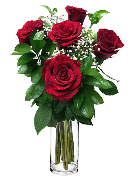 Ramo de 6 Rosas tallo corto.