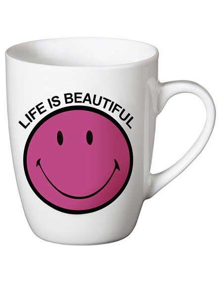 Taza Smiley Life is beautiful Rosa